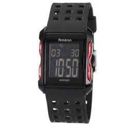 Coupon 🔥 Jewelry & ⌚ Watches Mens Armitron Black Resin Sport ⌚ Watch - 40-8177RED ✨