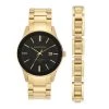 Budget 🎉 Jewelry & ⌚ Watches Mens Armitron® Gold Analog ⌚ Watch Set - 20/5374BKGPST 🛒