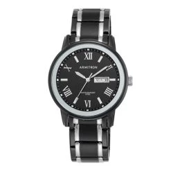 Outlet 😀 Jewelry & ⌚ Watches Mens Armitron Two-Tone Bracelet ⌚ Watch - 20-4935BKTB ✔️
