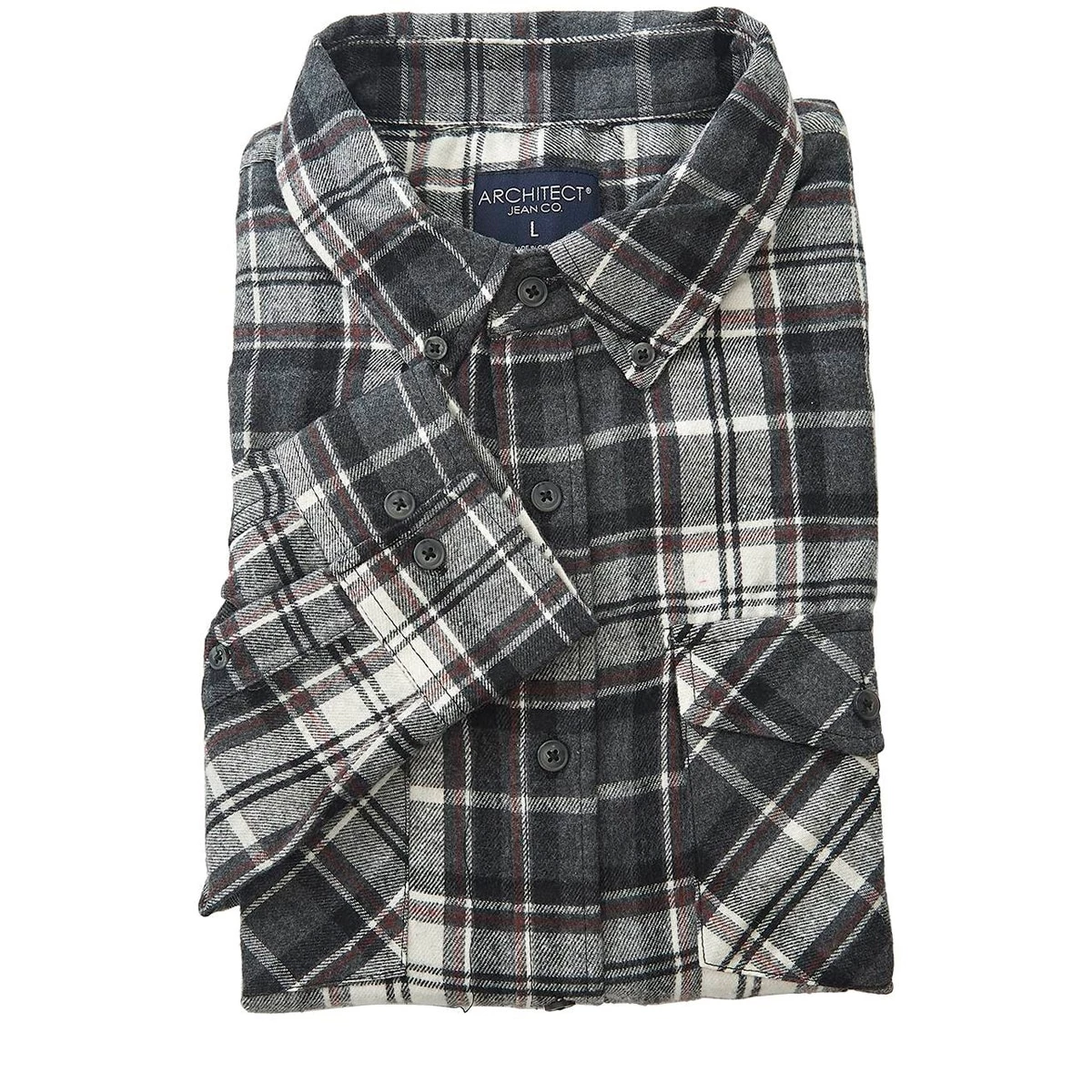 Hot Sale 🎉 Architect Jean Co. Clothing Young Mens Architect® Jean Co. Flannel 👚 Shirt - Grey/White/Red 😍 1 Hot Sale 🎉 Architect Jean Co. Clothing Young Mens Architect® Jean Co. Flannel 👚 Shirt - Grey/White/Red 😍