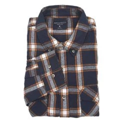 New 🌟 Architect Jean Co. Clothing Young Mens Architect® Jean Co. Navy/Orange Flannel 👕 Shirt ⌛